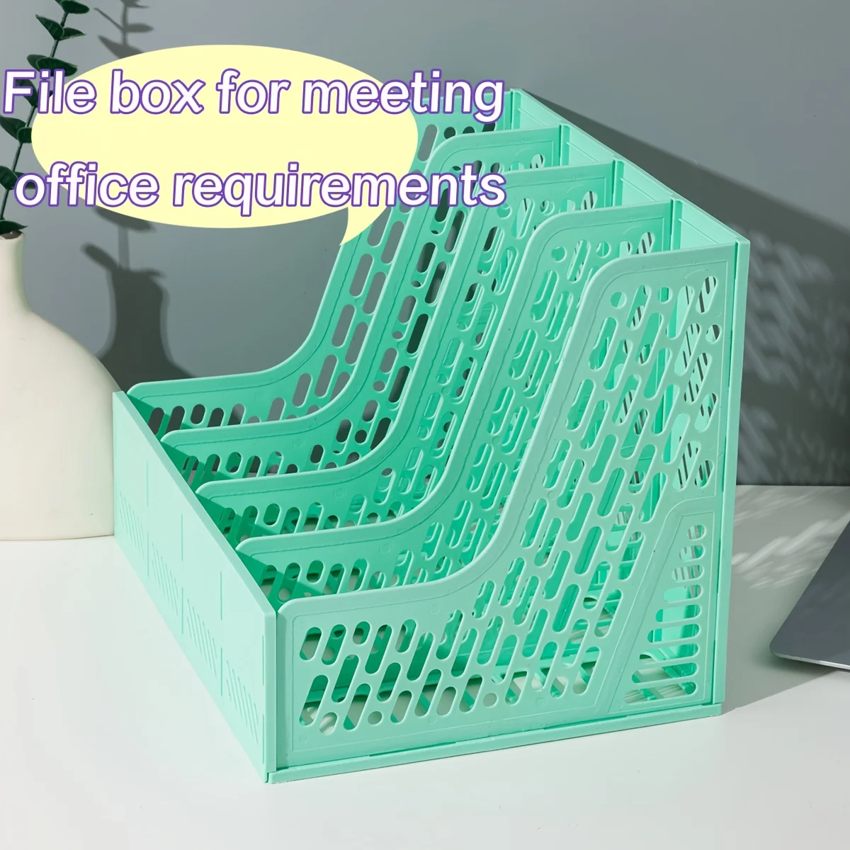 1pcs Plastic Desktop Document Holder with Multiple Compartments, Plastic Vertical File for Paper, Reports, Document Frame