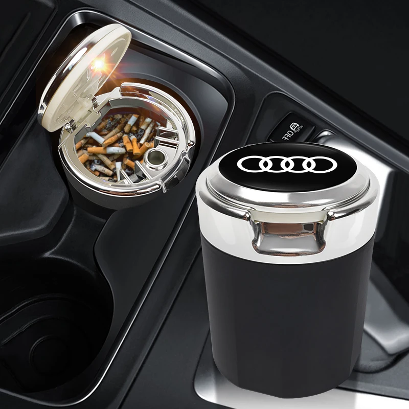 Car Interior Ashtray LED Light Portable Smoke Ashes Holder For Audi Quattro A3 A4 A6 A5 Q5 A1 Q7 Q3 Q2 Q8 A7 A8 TT S1 SQ5 RSQ3