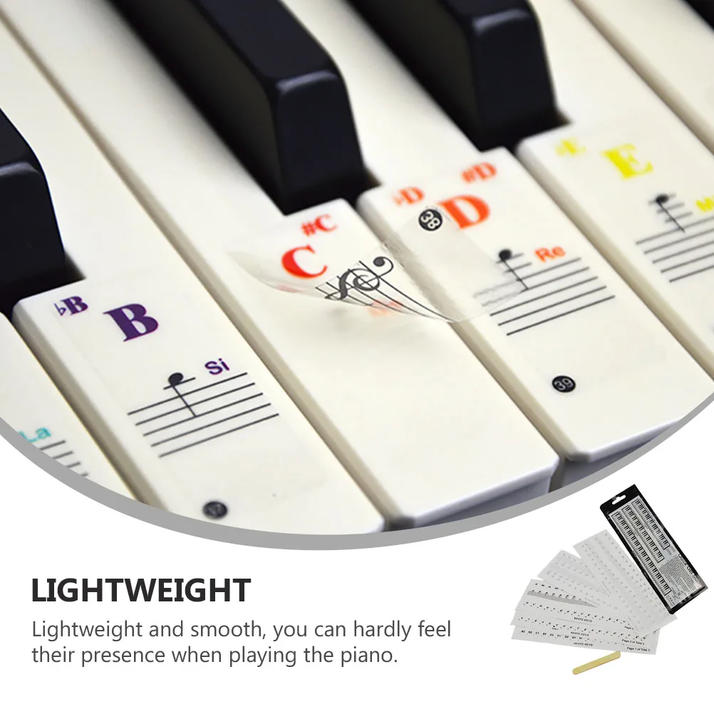 

6pcs Piano Key Stickers For 88/76/61/54/36 Keys Removable Keyboard Decals Letter Stickers Easy Learning Piano Beginner Supplies