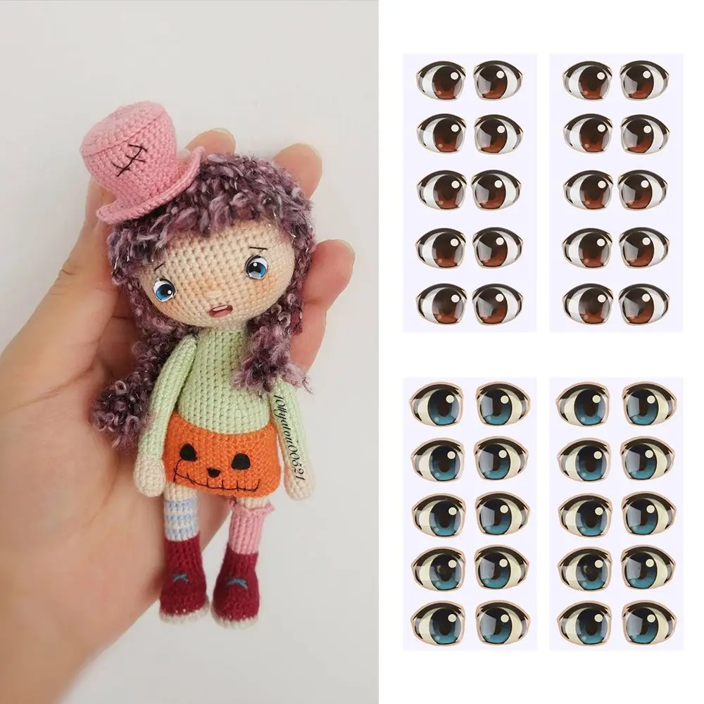 10 Pai Multi styles Glass crystal Decals Cartoon Eyes Stickers Face Organ Paster Anime Figurine  Eye Chips Paper