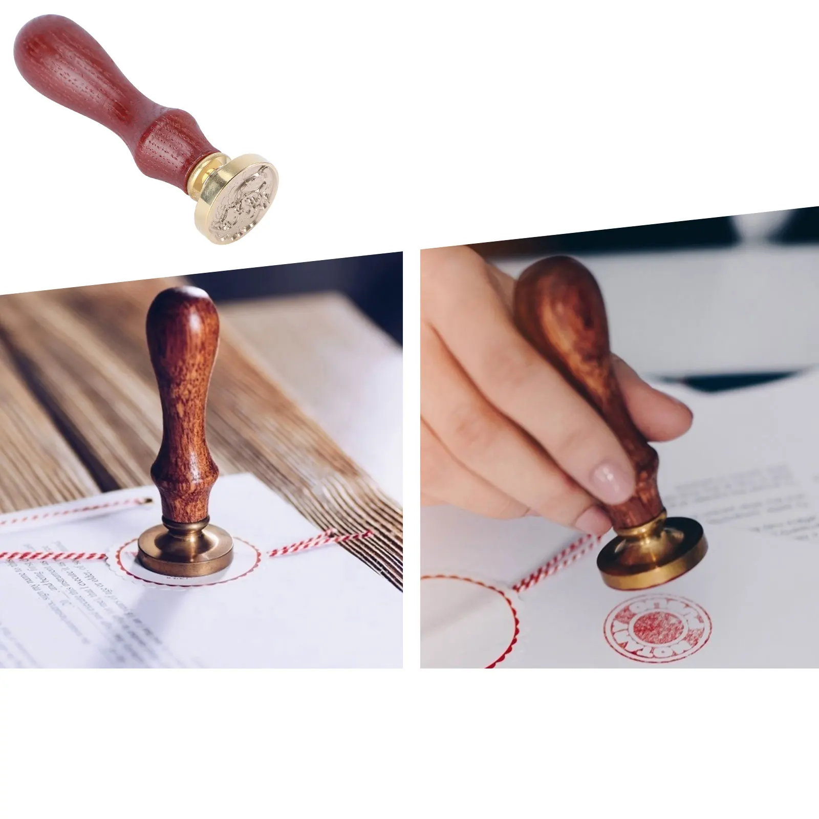 

1Pcs Durable Copper Seal Stamp Mermaid Pattern With Chic Wooden Handle For Wedding Invitations