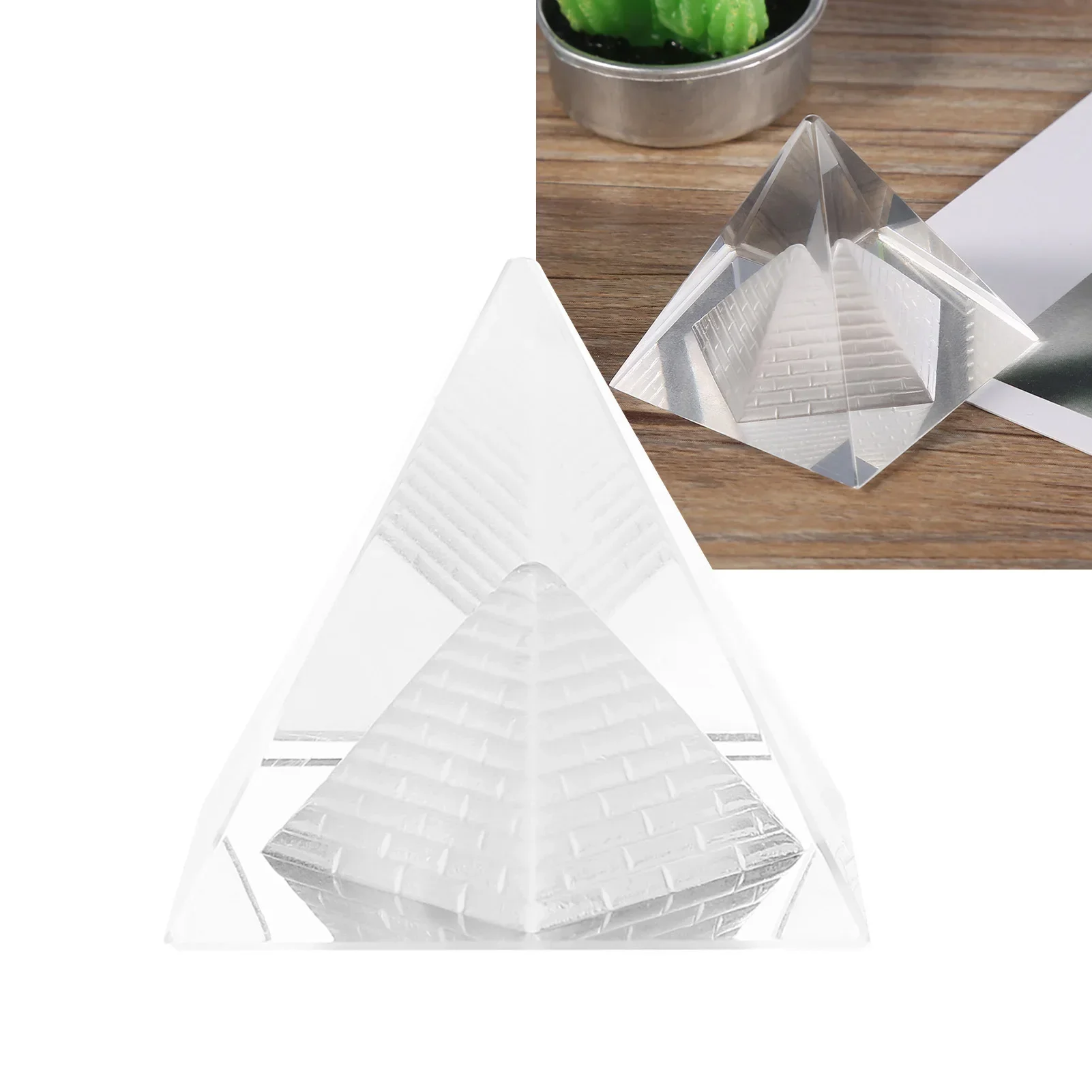 Crystal Pyramid Quartz Stone Carving Figurines Home Decoration Furnishing Article