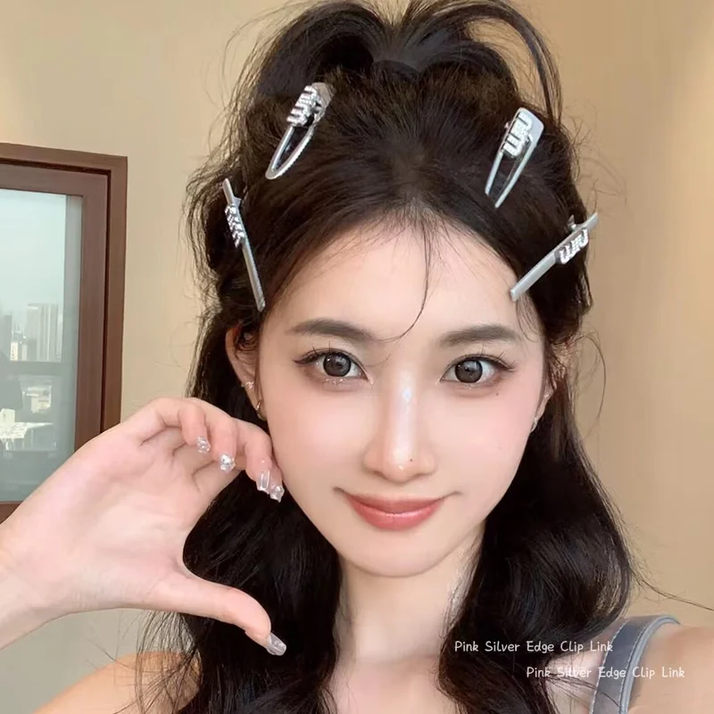 여성을위한 7 개/대 금속 스타 헤어 클립 하트 라인 석 머리 핀 패션 귀여운 소녀 사이드 클립