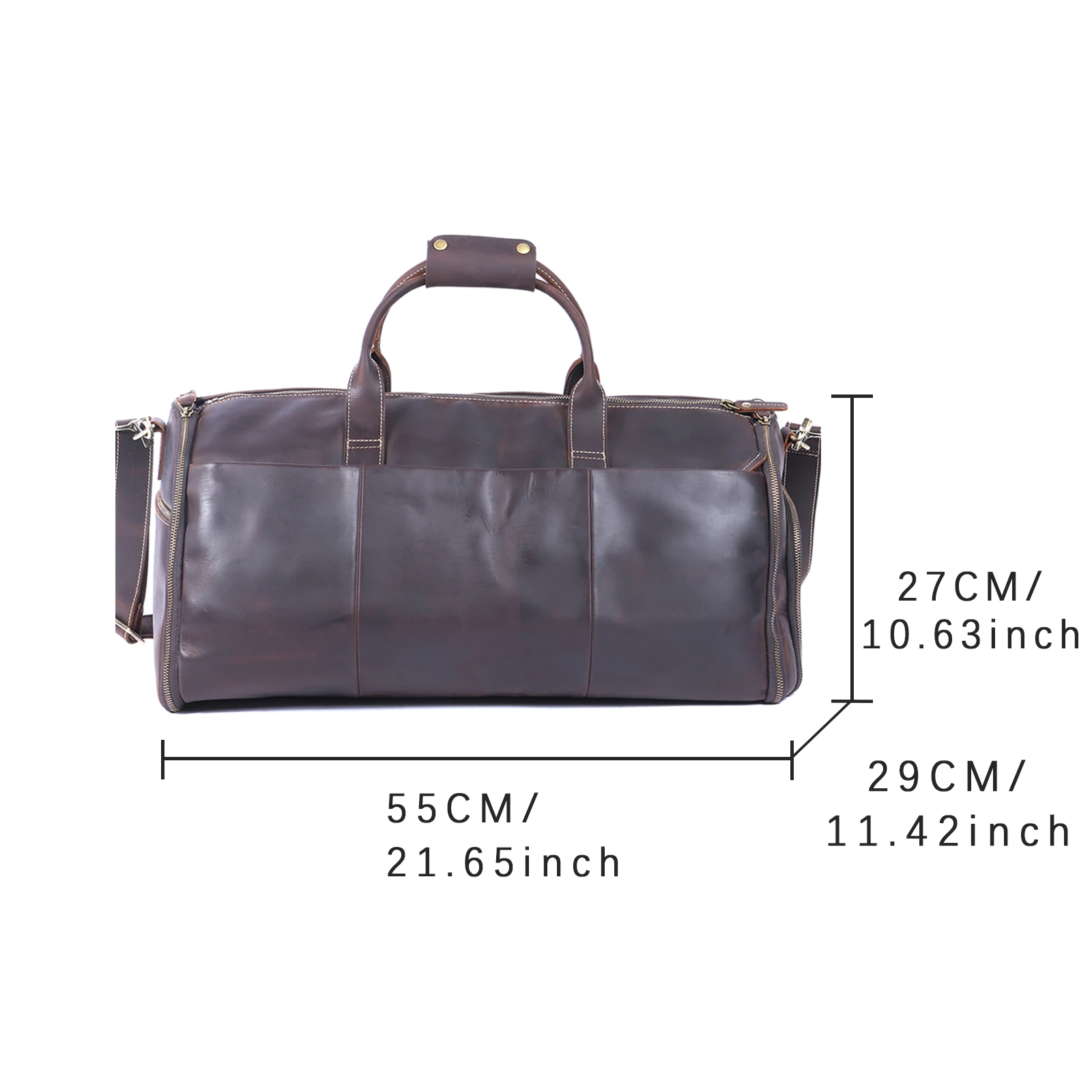 S.WORKER Echtleder-Reisetasche für Herren, große Kapazität, Vintage-Rindsleder-Reisetasche, Weekender-Sporttasche im Retro-Stil – Detail 3
