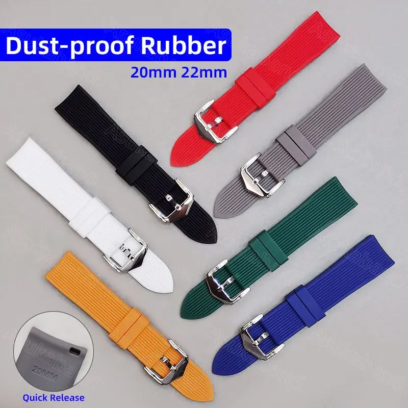 Dust Sweat Proof Rubber Watch Strap Band 20mm 22mm Stripe Silicone Resin Watchbands Waterproof Sport Bracelet Gym Wrist Belt