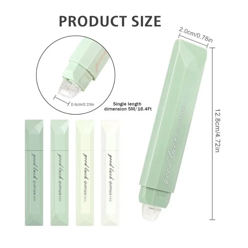 4pcs Gradient Color Glue Tape, Pen Type Double Sided Adhesive Tape Roller Dispenser Runner, for Memo Diary DIY Handwork view 4
