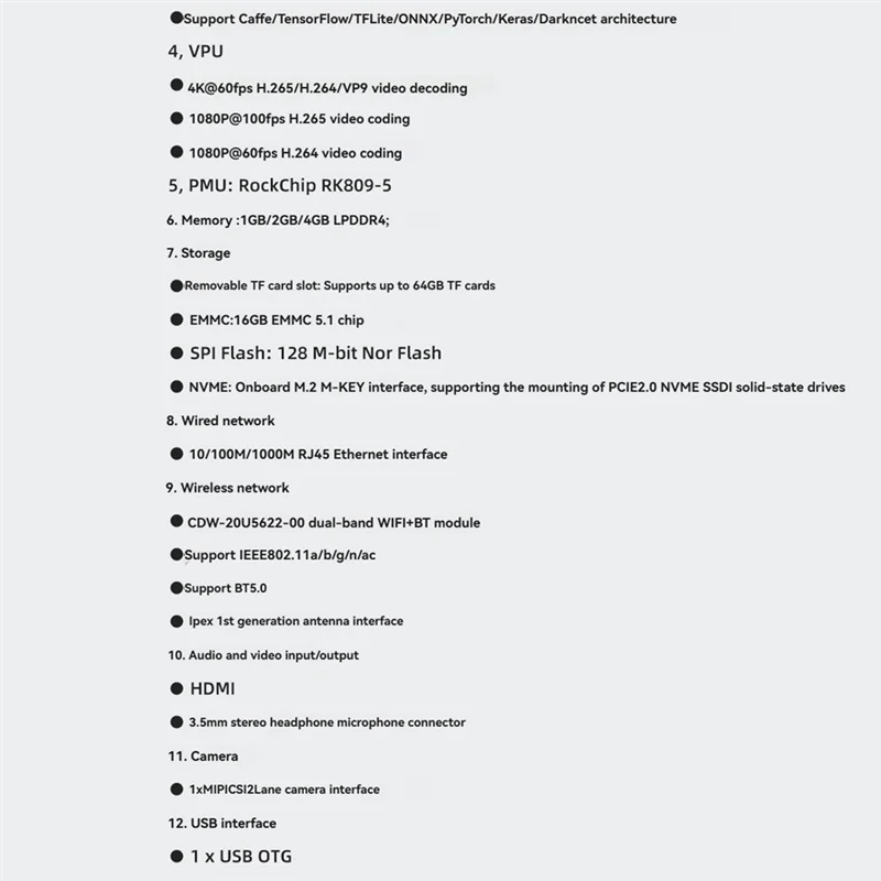 AA60-RK3566 개발 보드 ARM 마이크로컨트롤러 4K 60Fps Wifi-BT (유선 네트워크 지원, Linux 및 Android용)