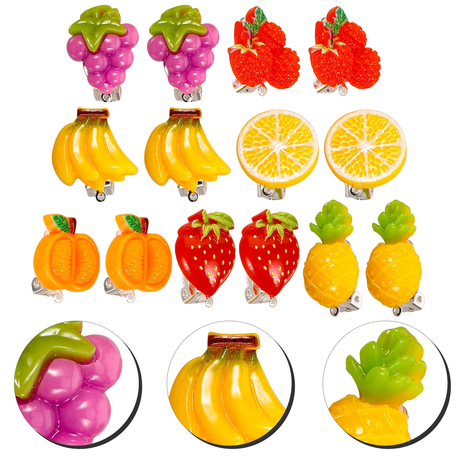 

Cartoon Earrings Cute Clip-On for Kids Little Girls Resin Ear Clips Birthday Party Gift Play Children Accessories Pendant