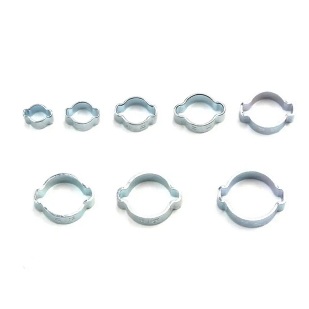 10Pcs Adjustable Double Ears Hose Clamp Worm Drive Fixed Pipe Clip Assortment Kit Zinc Plated Pipe Hoop Fuel Tube Water Pipe
