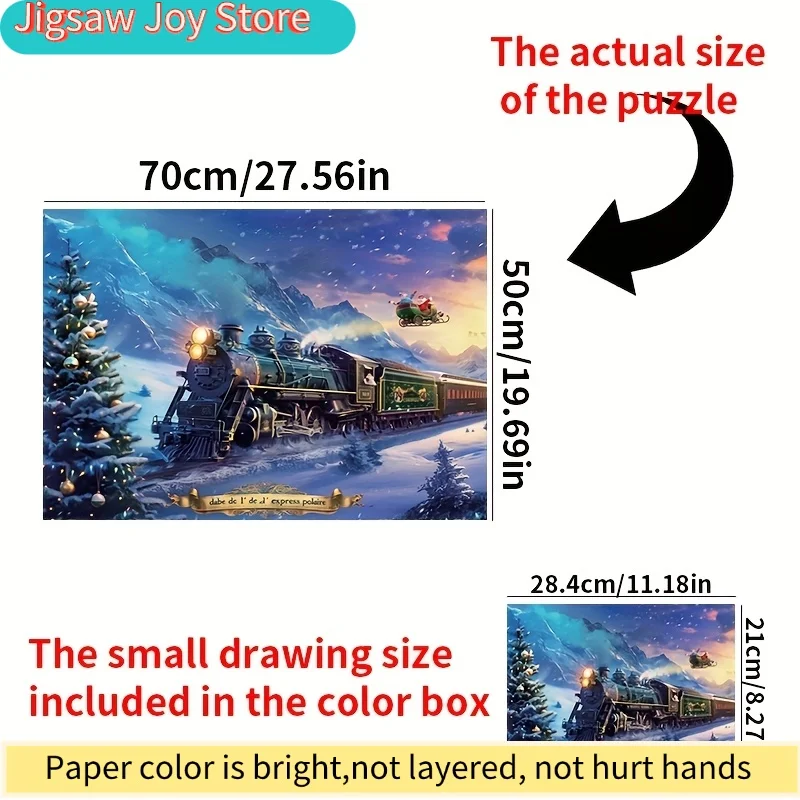 [Christmas Jigsaw Puzzle] A Christmas Train & Snowy Landscape Jigsaw Puzzle - Premium Scratch-Resistant & Waterproof Puzzle fo