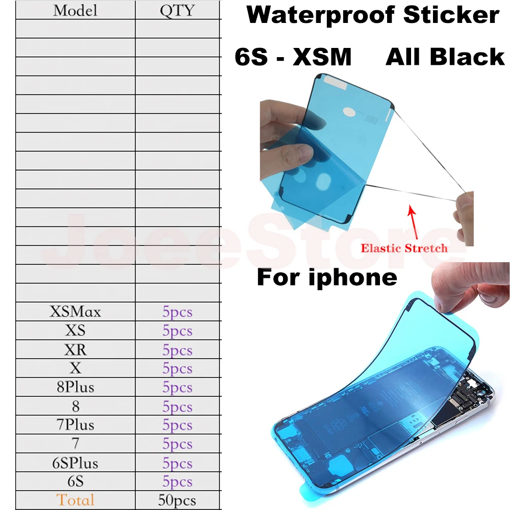 Waterproof Sticker for iPhone 11 12 13 14 Pro X XS XR Max Mini 6S 7 8 Plus 3M Seal Adhesive LCD Display Screen Frame Tape Glue