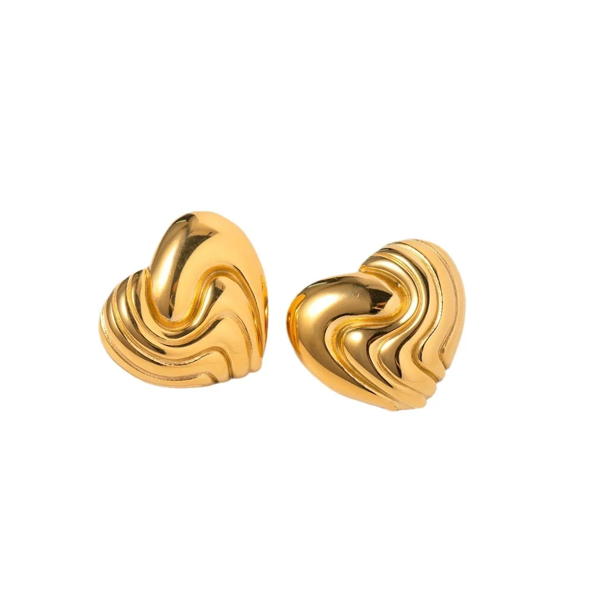 

Stainless Steel PVD 18K Gold Plated Tarnish Twist Heart Stud Earrings For Woman Jewelry Wholesale Trendy