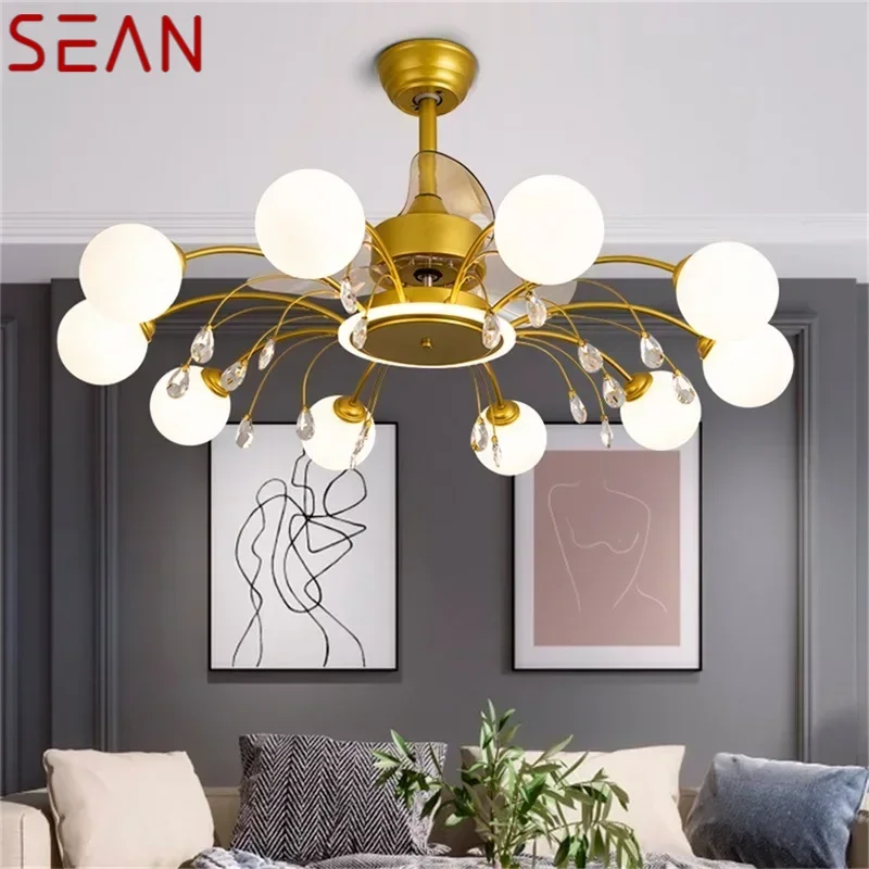 SEAN Nordic Ceiling Fan with Lights Modern Branch LED Lighting Remote Control for Home Dining Room