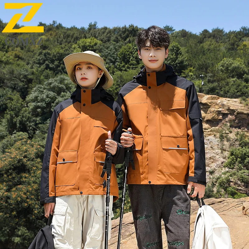 

2025 Spring Autumn Jacket Men's Vintage Splicing Multi pocket Windbreaker Waterproof Windproof Hiking Coat Unisex Mountain Styl
