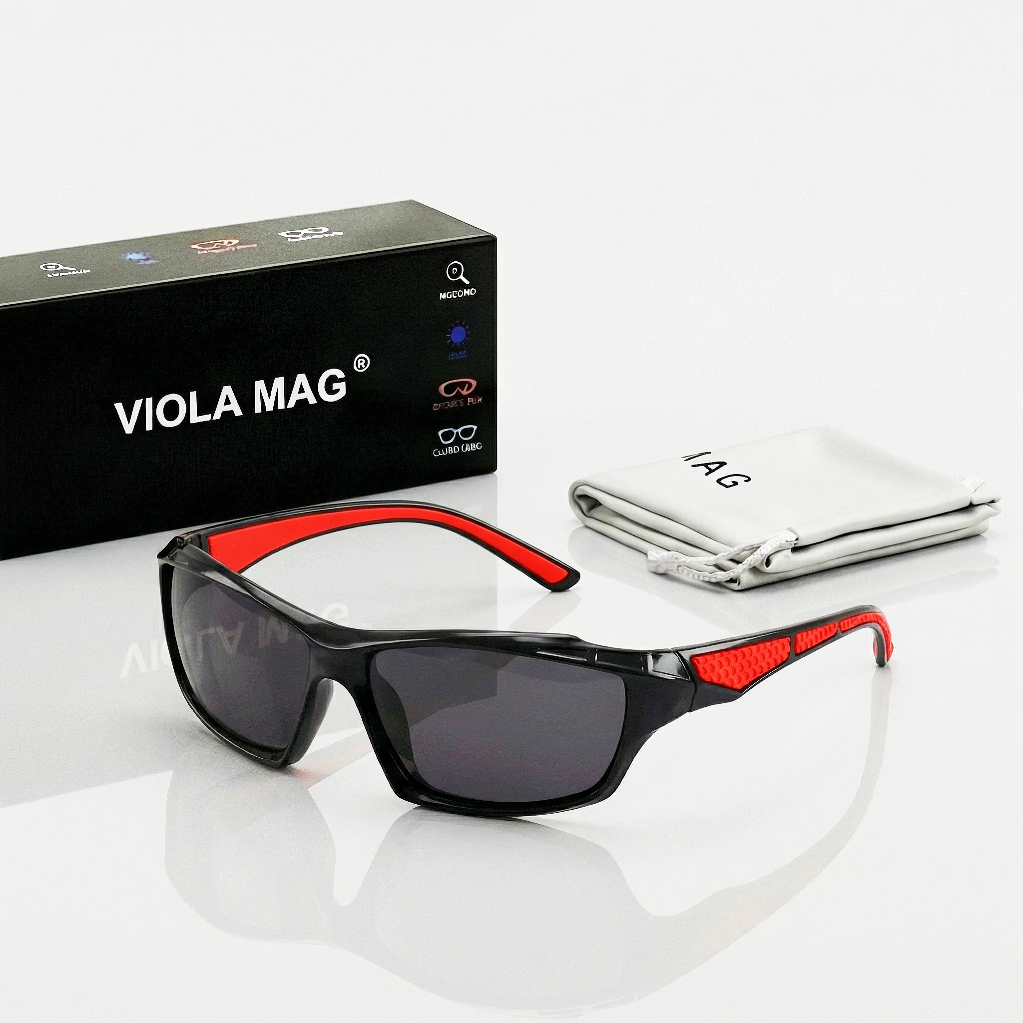 VIOLA MAG Sports Fashion Glasses, Unisex, Cycling Glasses, Non-slip Rubber Grip Frame, Suitable for Fishing, Driving, Hiking and