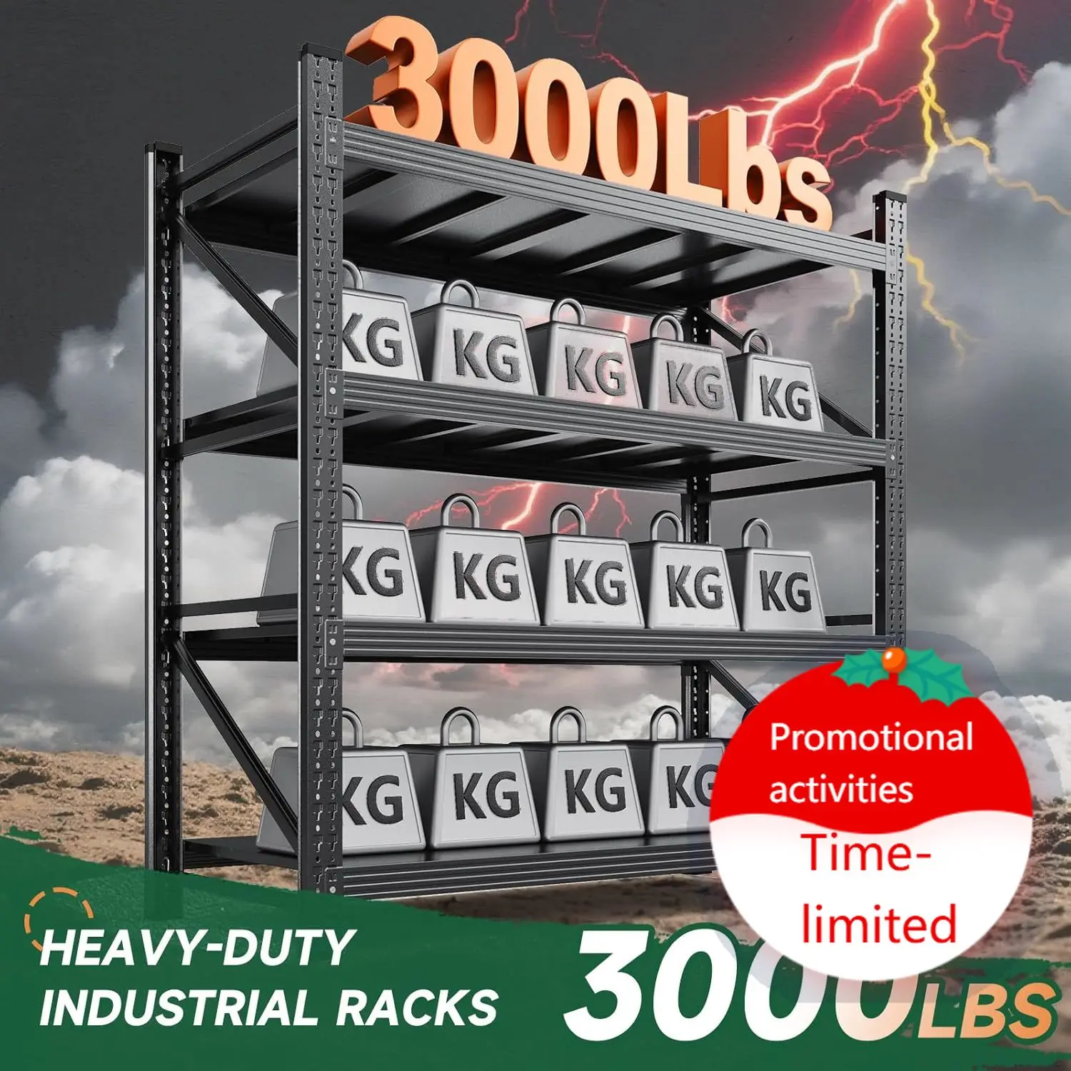 

Letaya 3000LBS Storage Shelves Heavy Duty,70" H Garage Shelving Units, 4 Tier Adjustable Utility Rack Shelf,Large Metal Industri