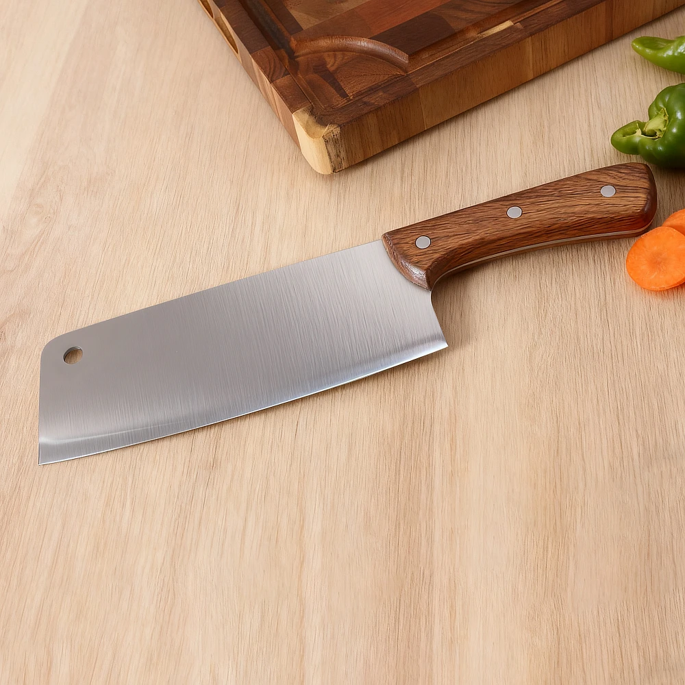 Jaswehome Wooden Handle Utility Knife Stainless steel Meat cleaver Multi-purpose kitchen knife Slicing knife Sharp Chef's knife