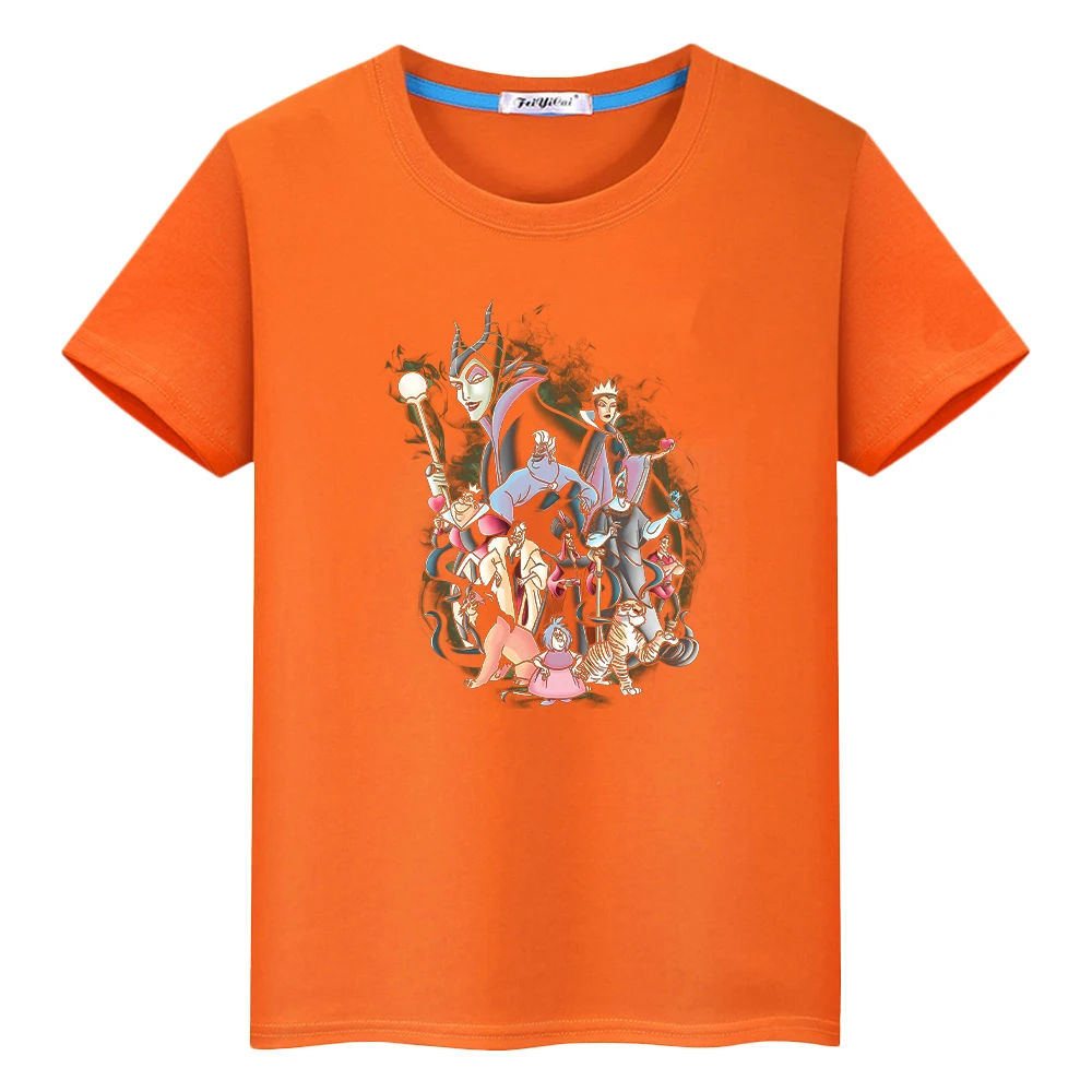 

Halloween cartoon Tops y2k Anime Short Evil Queen Mys print t shirt for kids boy 10years 100%Cotton Tees kids clothes girls