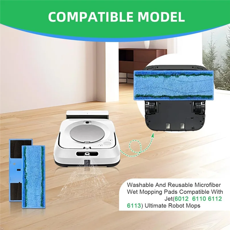 A005-11Pack M6 Bantalan Basah Mengepel Kompatibel untuk Seri Irobot Braava Jet M6, Bantalan Pembersih Pengganti Serat Mikro Dapat Dicuci
