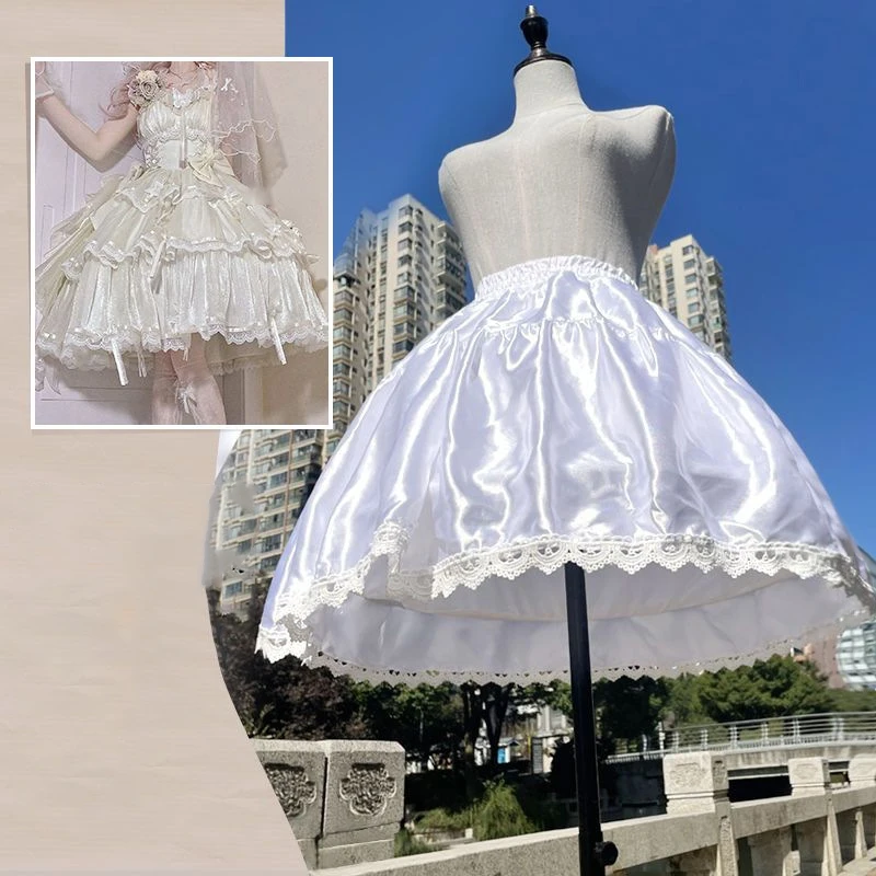 Feminino 2 aros anáguas para vestidos pettidress para lolita petticoat underskirt sob o vestido vitoriano petticoat menina