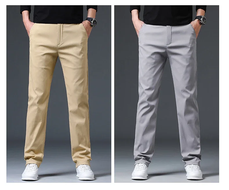 Winter Warme Fleece-Hosen für Herren, 98% Baumwolle, Business, Gerade Geschnittene Arbeitshose, Outdoor, Blau, Formelle Anzughose, Übergröße 40 – Detail 4