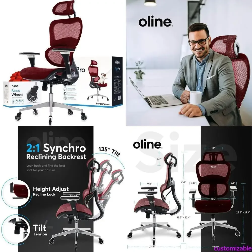 

Эргономичное игровое кресло с сетчатой спинкой: регулируемые подлокотники, 3D-поддержка поясницы, колесики-лезвия