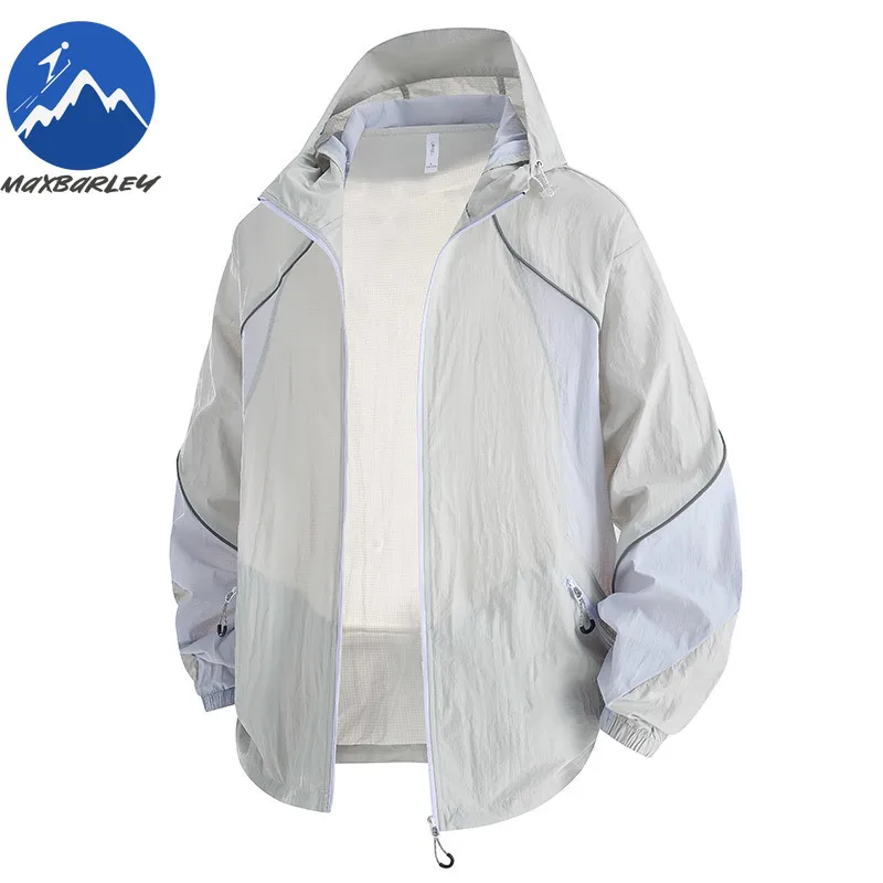 

Maxbarley Sun Protection Jacket Men Casual UV Protection Lightweight Hooded Windbreaker Summer Hiking Ice Silk Fishing Skin Coat