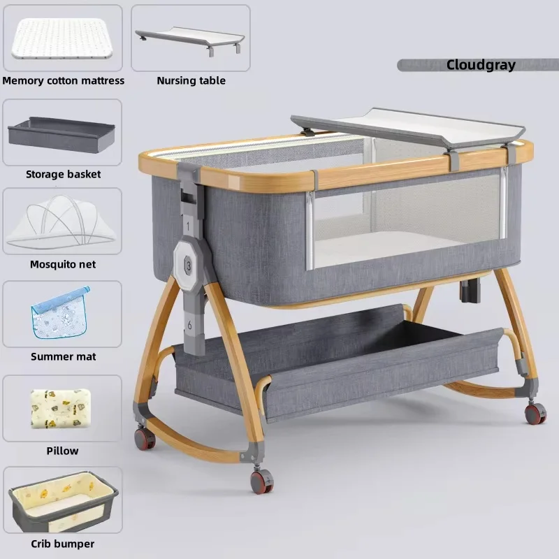 

Детская кроватка из алюминиевого сплава, портативная и подвижная люлька, складная многофункциональная кровать BB, модульная большая кровать для новорожденных.