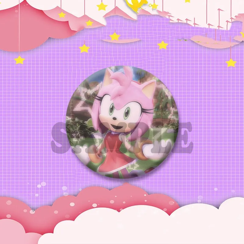 Niedliche Anime-Spielcharakter Amy Rose Brosche Cartoon Rollenspiel-Abzeichen Schmuck Emaille-Pins für Rucksack Kleidung Geschenke für Freunde – Detail 8