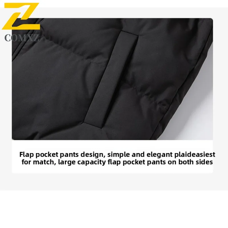 COMXZ 2025 الرجال كتلة اللون مخطط مقنعين سترة قطن الشتاء سميكة الدافئة فضفاضة تناسب العصرية الشباب معطف خفيف الوزن