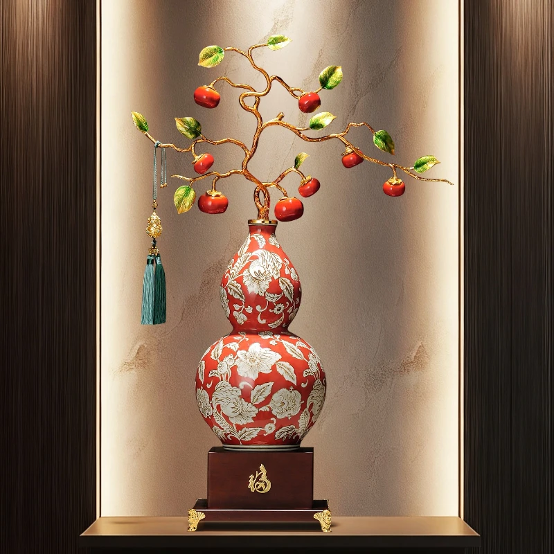 LTT entrance large ornament persimmon Ruyi gourd high-end lucky living room TV cabinet decoration