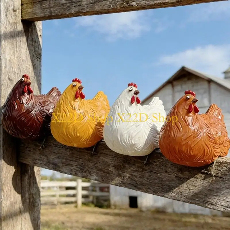 X22D Handcrafted Resins Rooster Ornaments Resins Chicken Outdoor Landscape Sculpture
