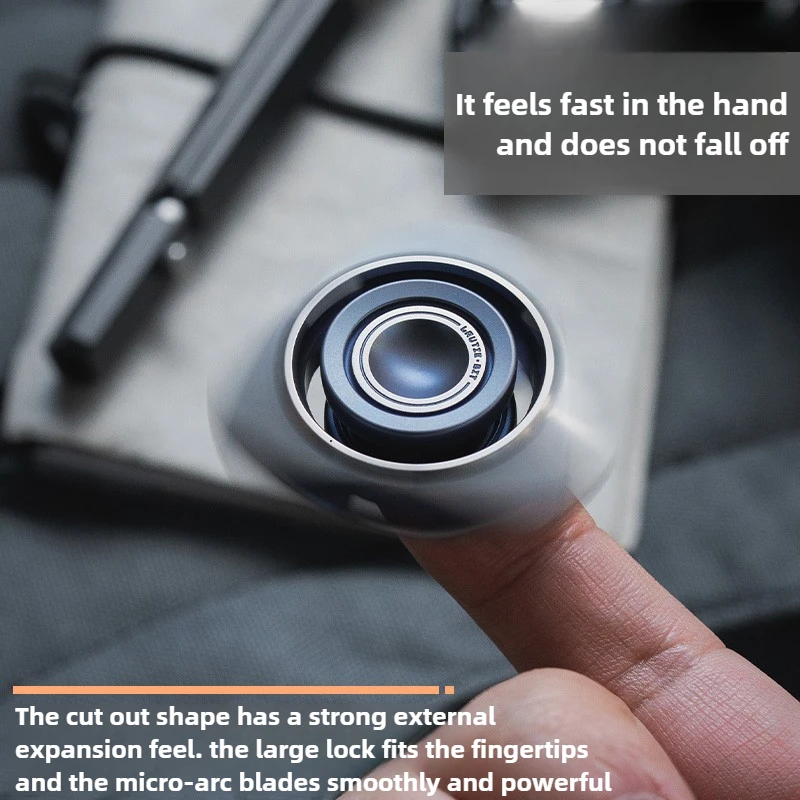 LAUTIE BIT-04 Three-leaf Mechanical Metal Rotating Hollow Black Technology Finger Fingertip Gyroscope Decompression Toy
