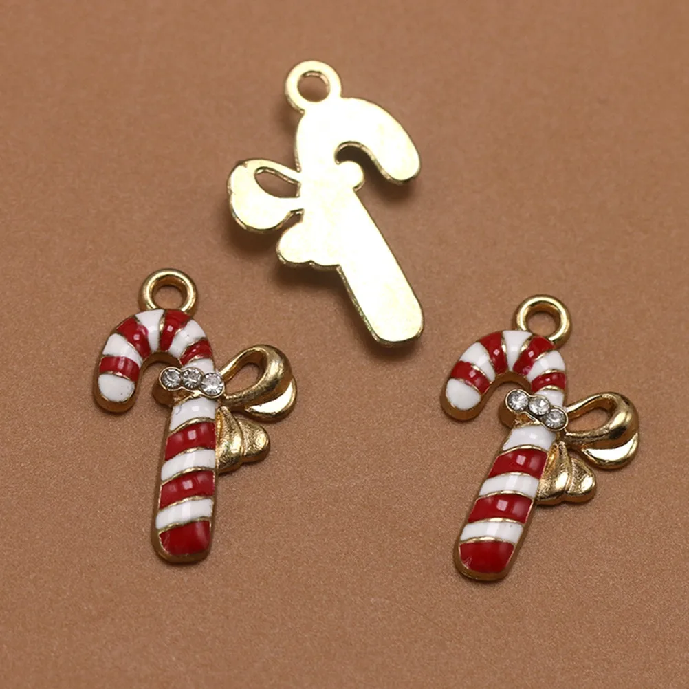 

10pcs Ear Hook Earrings Pendant Alloy Diy Charm Set For Jewelry Making Craft Candy Cane Fashion Pendant Decorative Accessories