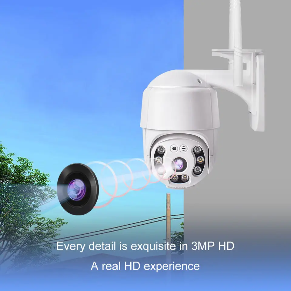 Ptz Wifi Ip Outdoor Auto Tracking udio Sem Fio 5mp Seguran a Cctv Sirene Luz Branca Ligado Desligado Manualmente App