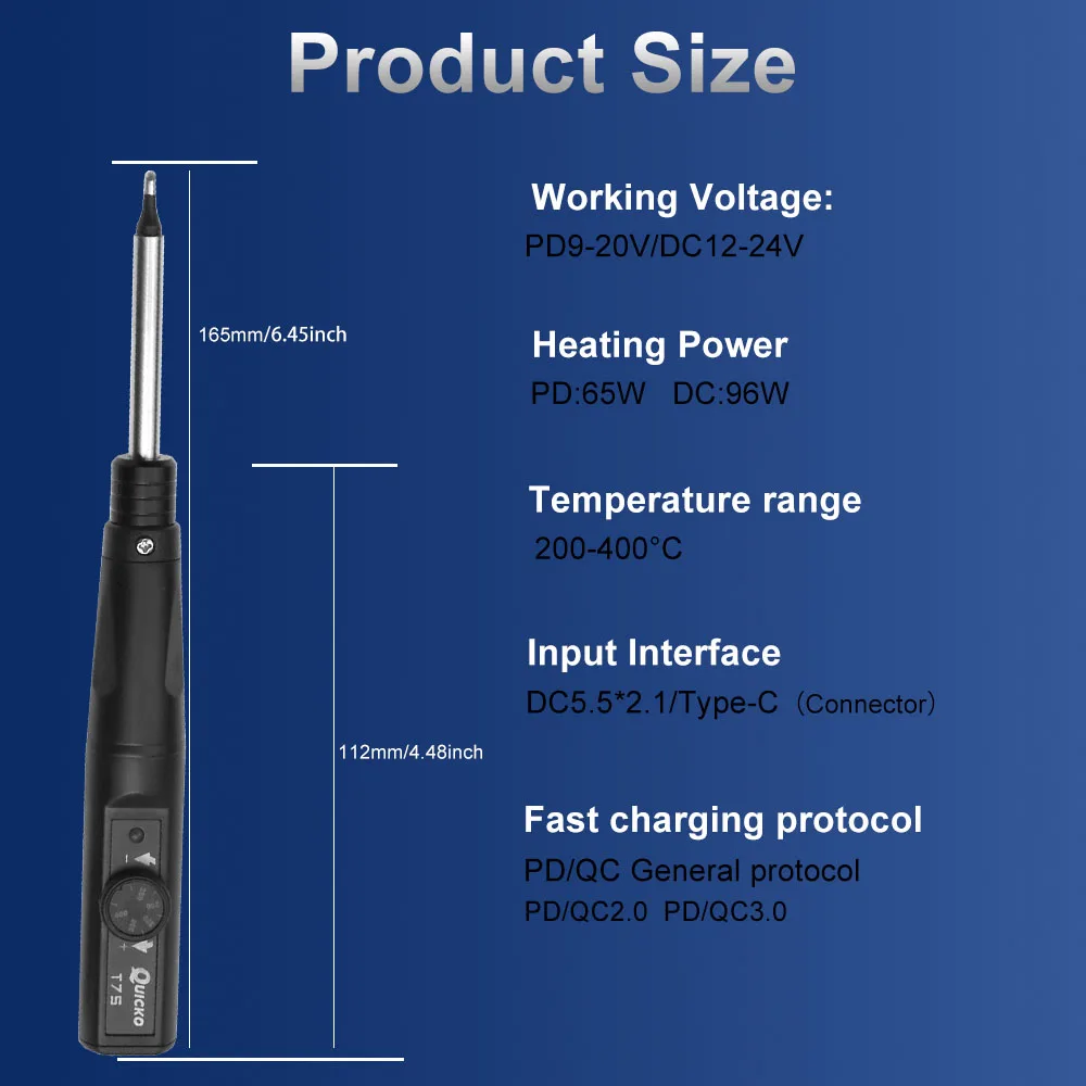 T75 96W Repair Tool Welding Solder Rework Station Heat Pencil Smart Portable Solder Iron Tips