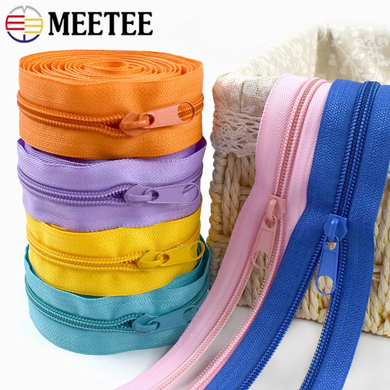 

2/5/10M Meetee 3#5# Nylon Zipper with Zips Puller Clothes Decor Zippers Repair Kit Bag Pocket Closure Zip DIY Sewing Accessories