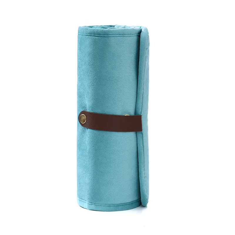 Rollable Velvet Travel Jewelry Roll Bag with Clear Window, Multi Slots Portable Necklace Earring Storage Organizer,Jewelry Pouch