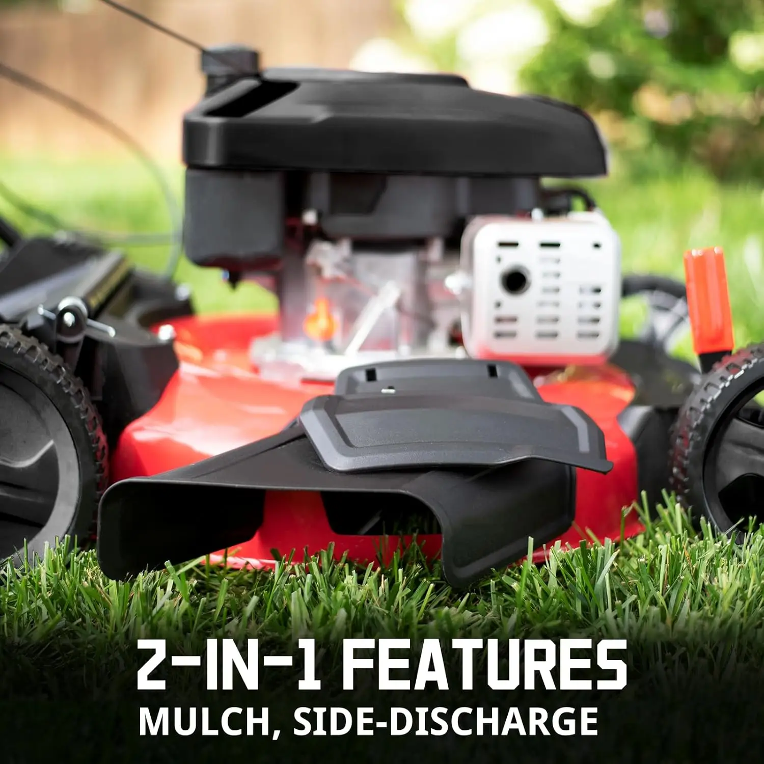 Gas Lawn Mower 21 in.144cc 2-in-1 Push Mowers with Mulching and Side Discharge,6 Adjustable Cutting Heights, 10-Inch Rear Wheels