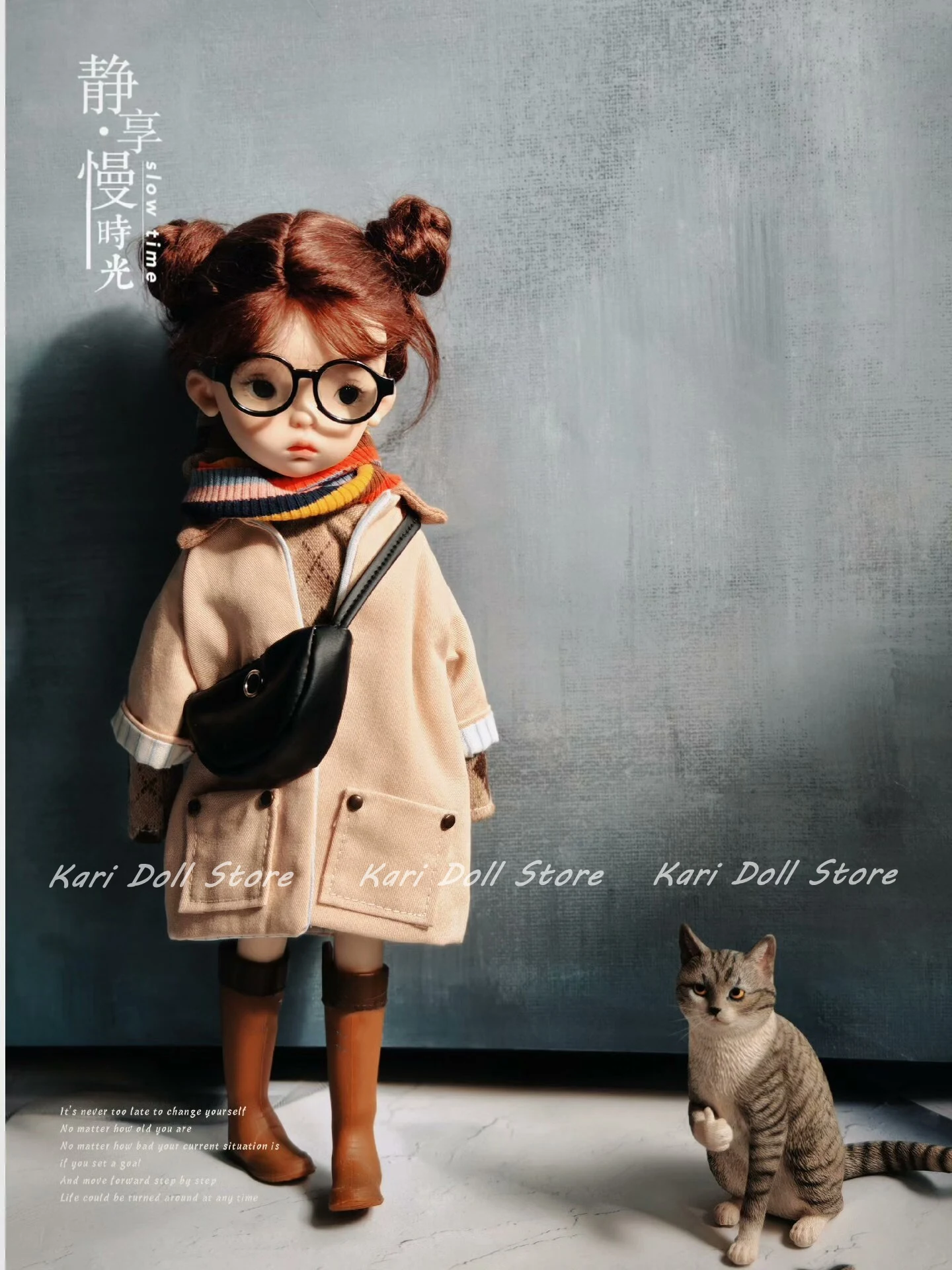 2026 Kari Doll Clothes and Skirts College Style Featuring Trench Coat Sweatshirt and Scarf Set for Landazz Landoudou Doll