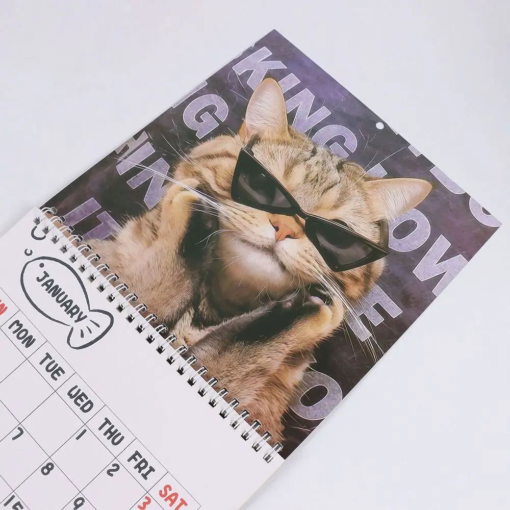 

2026 Wall Calendar 2026 Hangable Design Monthly Calendars Monthly Calendar Funny Cat Art 12 Month Layout Charming Cat Calendar