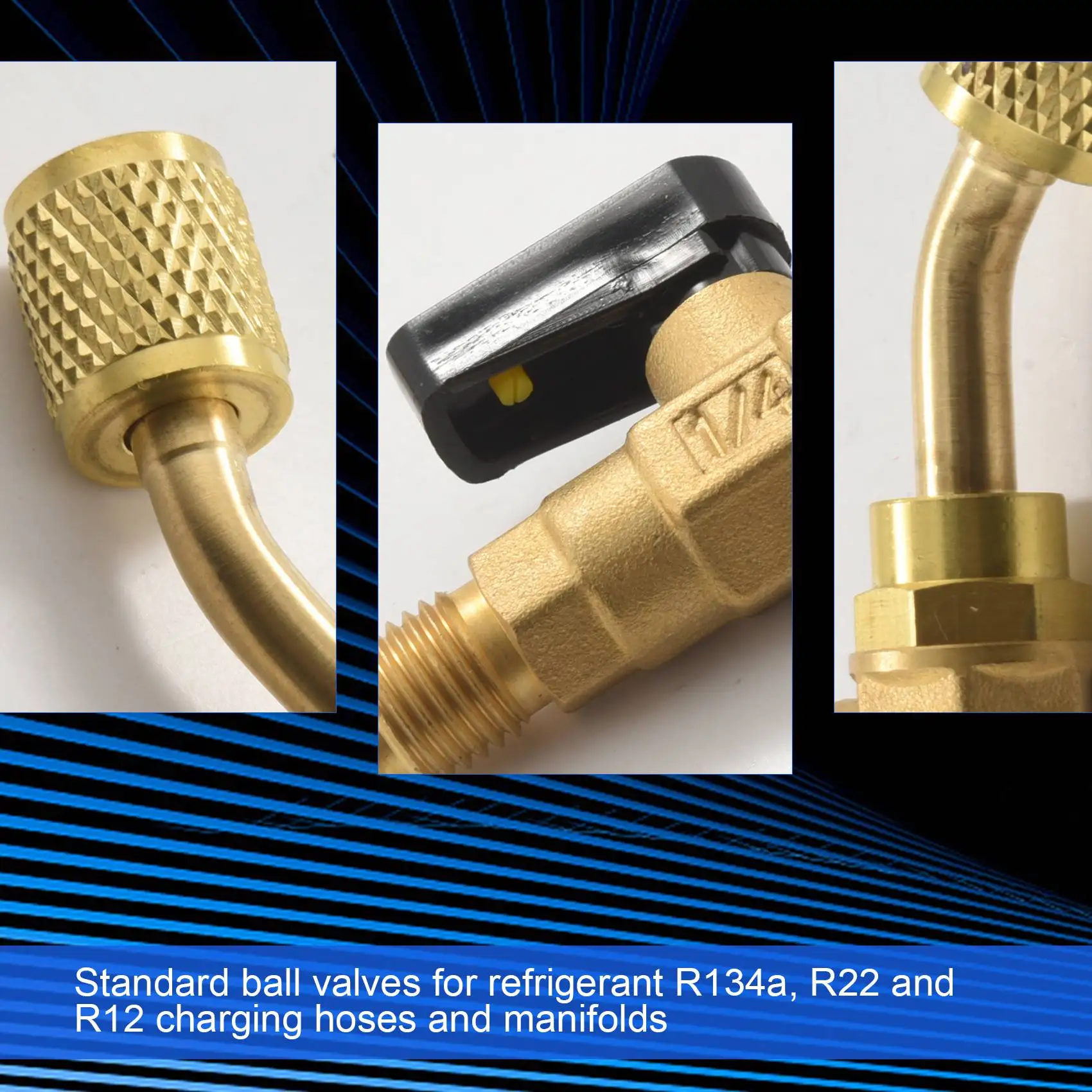 REST Angled Compact Ball Valve 1/4 Inch SAE, Air Conditioning Refrigerant R410A R134A Shut Valve,3PCS R410A R134A Shut Valves
