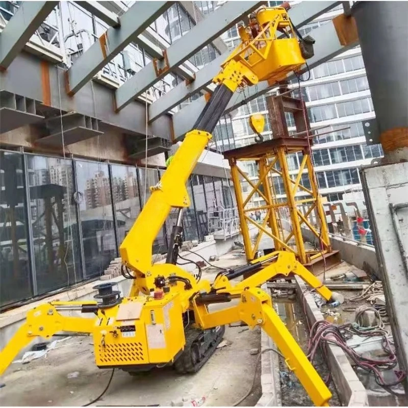 Electric Mini Spider Tracked Crane 1/2/3/4/5/6t 5-Section Lifting Arm Fully Hydraulic System 17M Lifting Height CE Portable