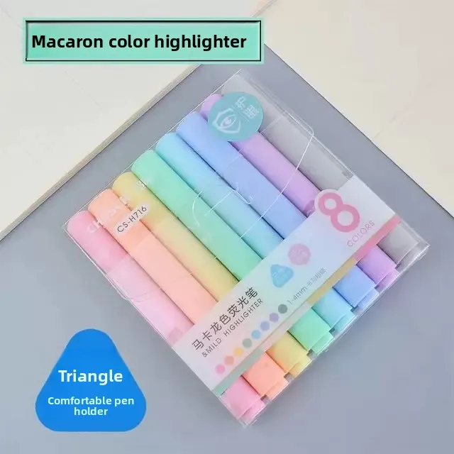 Triangular Stylus Large-Capacity Colored Fluorescent Markers, Morandi Macaron Color Highlighters for Students to Mark Key Points