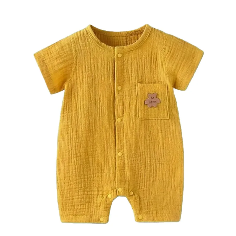 Baby Boys Girls Summer Clothes Newborn Jumpsuit Infant Muslin Cotton Shorts Sleeve Romper 0-2 Years