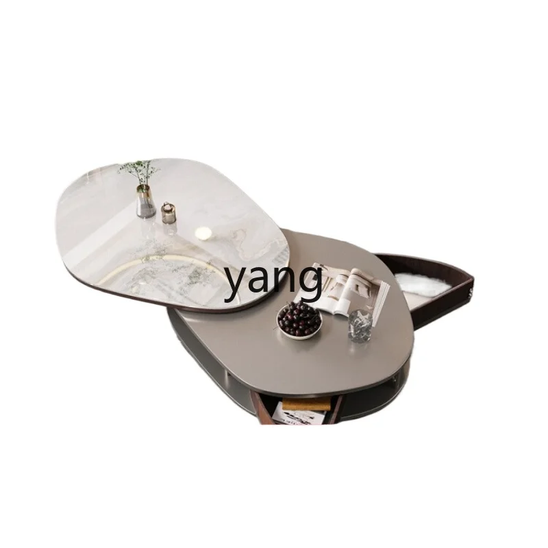 LH  rock slab coffee table TV cabinet living room combination two-piece set retractable rotating coffee table