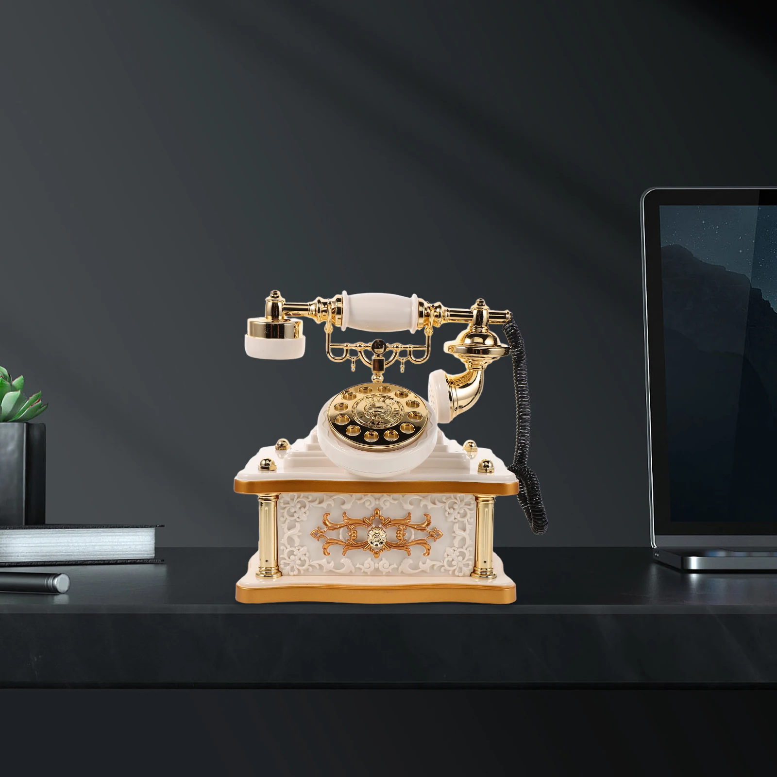 

Vintage Telephone Music Box Retro Dial Telephone Old Fashioned Landline Phone Desktop Decoration for Cabinet Shelf Entrance Hall
