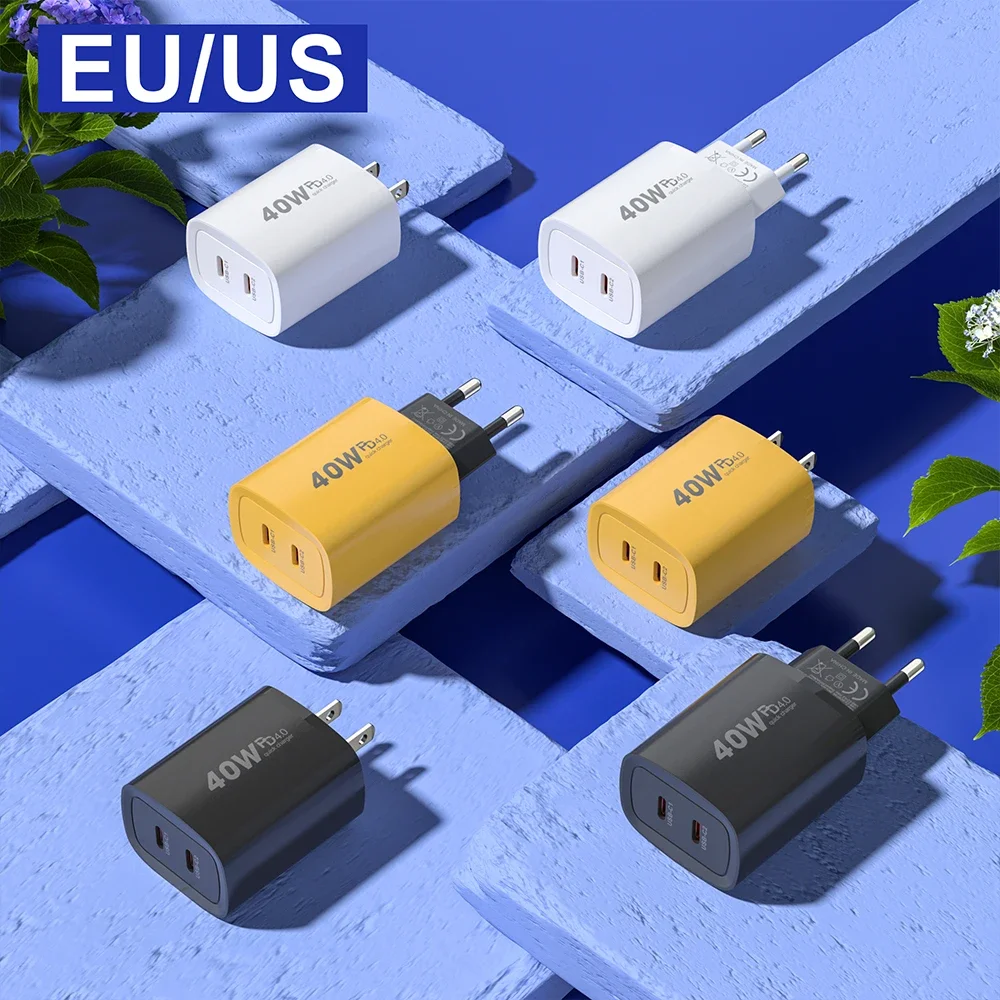 40W Fast Charger PD 4.0 Type-C Fast Charging Mobile Phone For Huawei Xiaomi Iphone 14 13 Pro Max ipad MacBook Samsung EU US plug