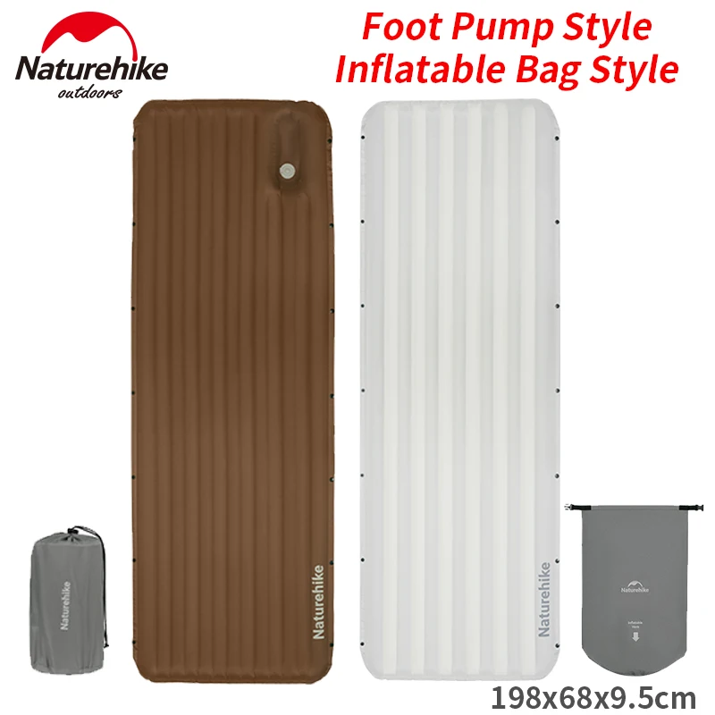 

Naturehike Camping Inflatable Mattress Thickened 9.5cm TPU Splicing Sleeping Pad Foot Pump Air Bag Outdoor Single Bed Ultralight