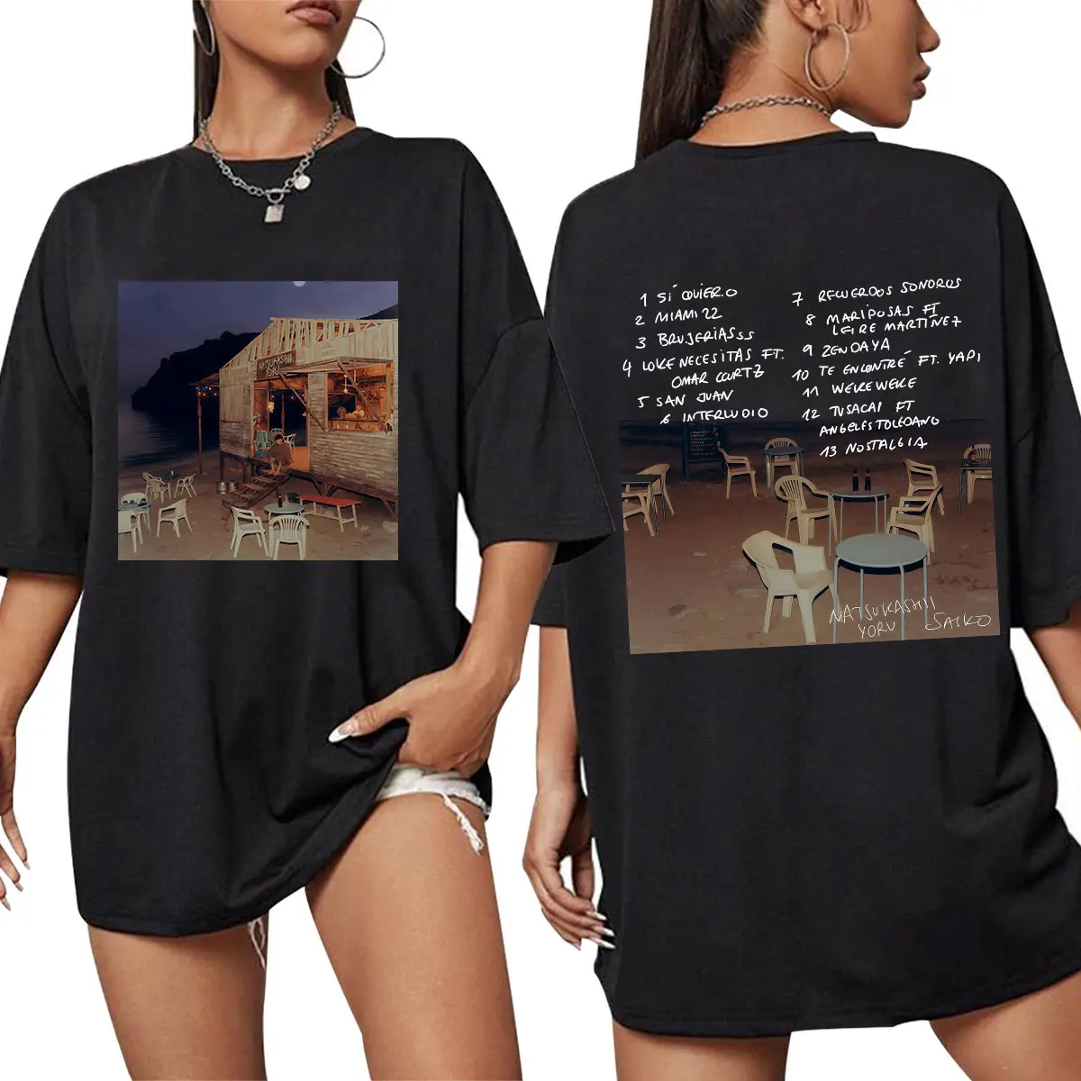Rapper SAIKO Natsukashii Yoru Album 2025 T-shirt Men Women Cotton Casual Oversized T-shirts Hip Hop Vintage Short Sleeve T Shirt